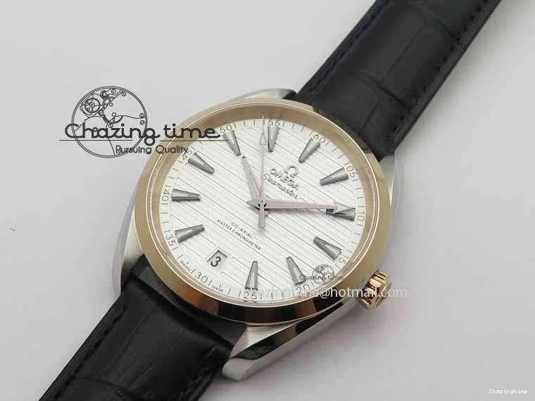 0509 2017 Aqua Terra SS RG XF Best Edition White Textured Dial On Black Leather Strap A Functional 8157